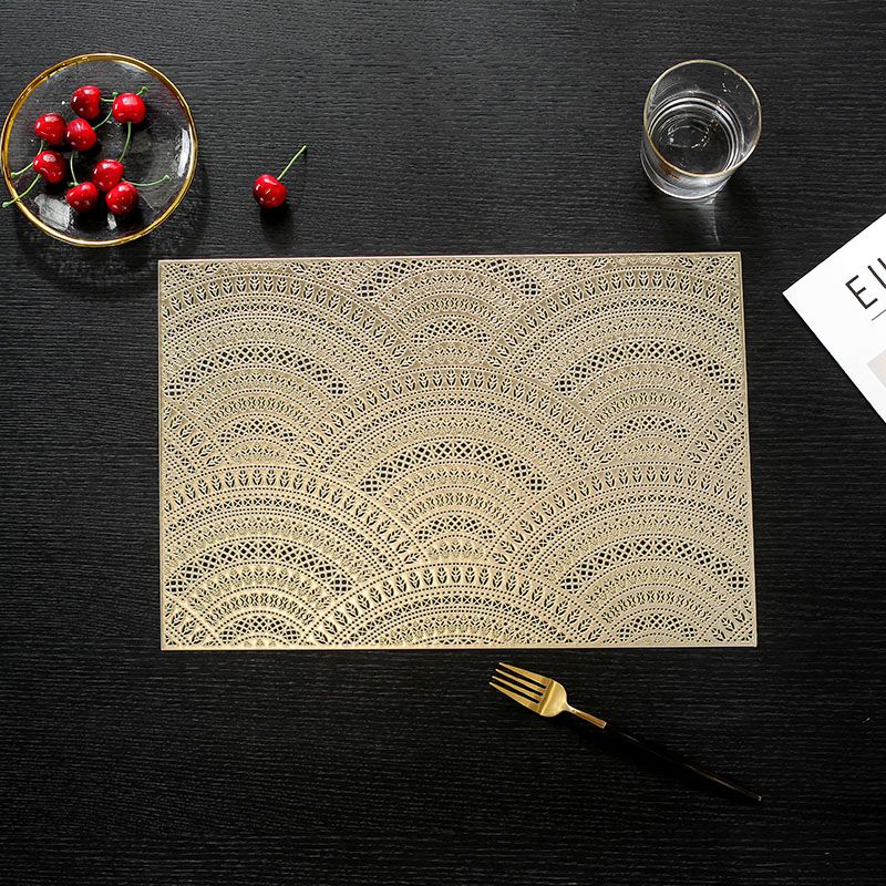 Wholesale Long Rectangle Fireworks Table Mat Leather PVC Hollow Place mats for Wedding Party Table Decoration