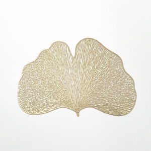 Wholesale PVC vinyl Sector Placemats For Dining Table Decorative ginkgo leaf placemat Wedding placemats