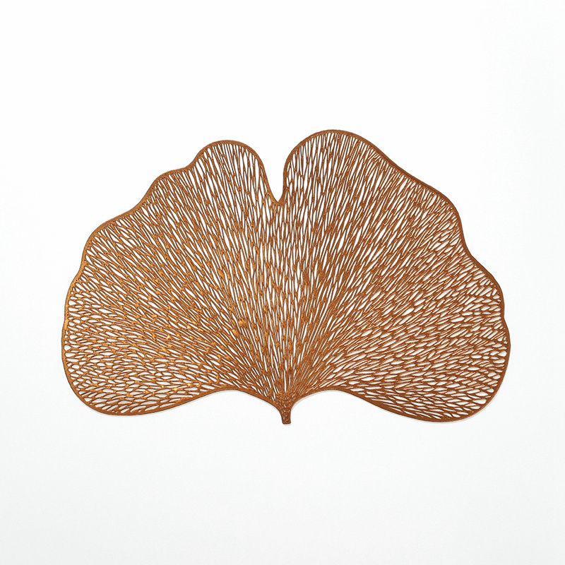 Wholesale PVC vinyl Sector Placemats For Dining Table Decorative ginkgo leaf placemat Wedding placemats