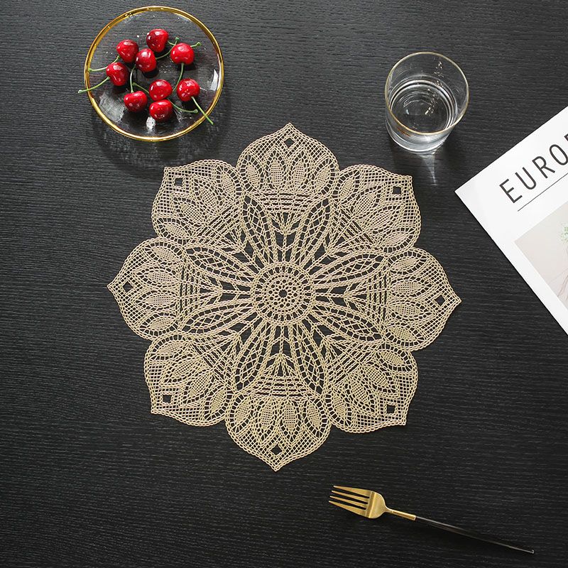 PVC Placemat Hot Stamping Hollow Pad Anti-Slip Coffee Table Decorative Accessories