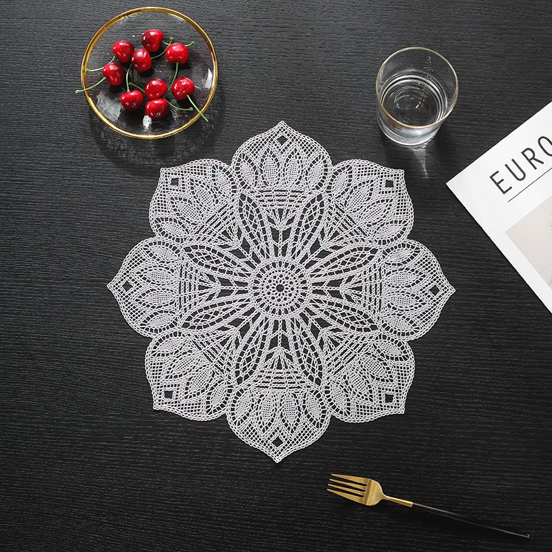 PVC Placemat Hot Stamping Hollow Pad Anti-Slip Coffee Table Decorative Accessories