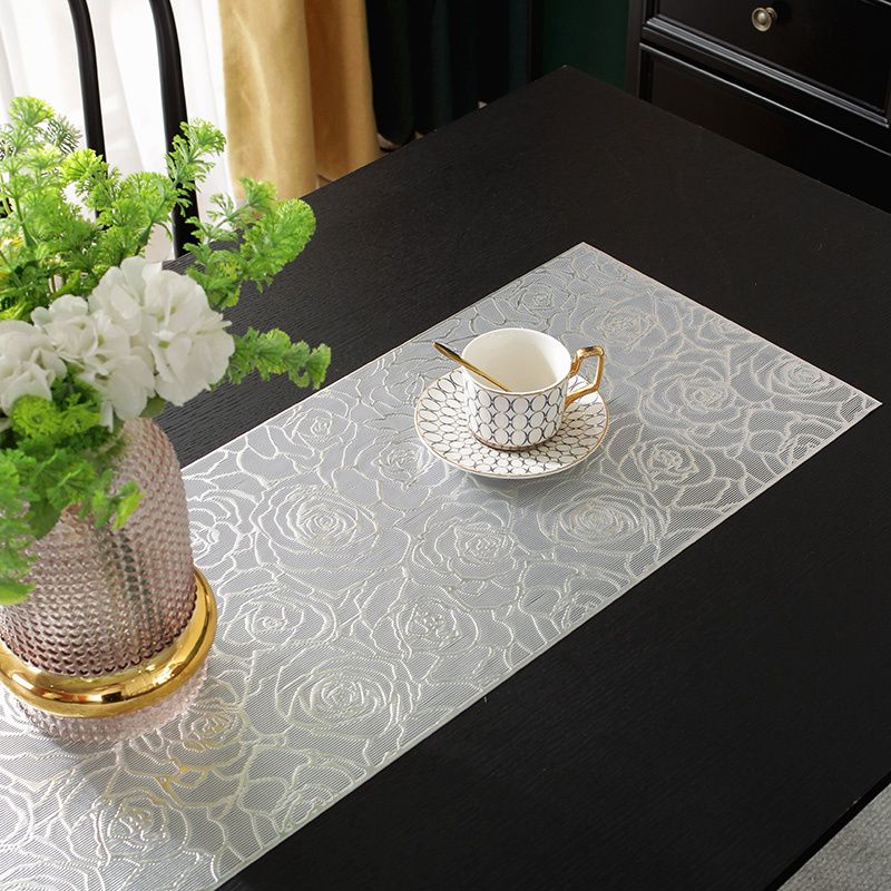 Solid color pvc non-slip tray pad western placemat pvc square placemat placemats for dining table luxury wedding