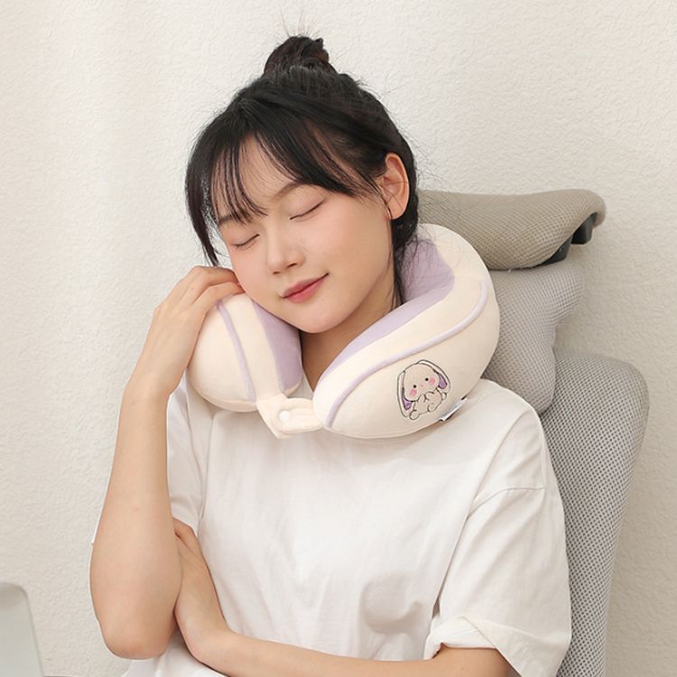 cheap Spot goods Custom plush fiber fill neck travel pillow with logo