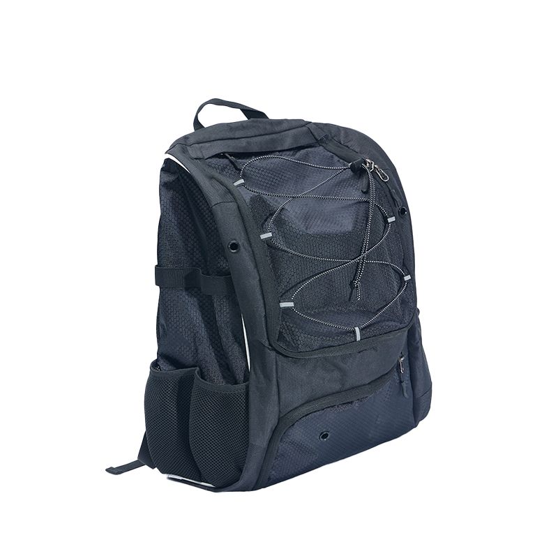 Black outdoor hiking mountaineering backpack with laptop compartment