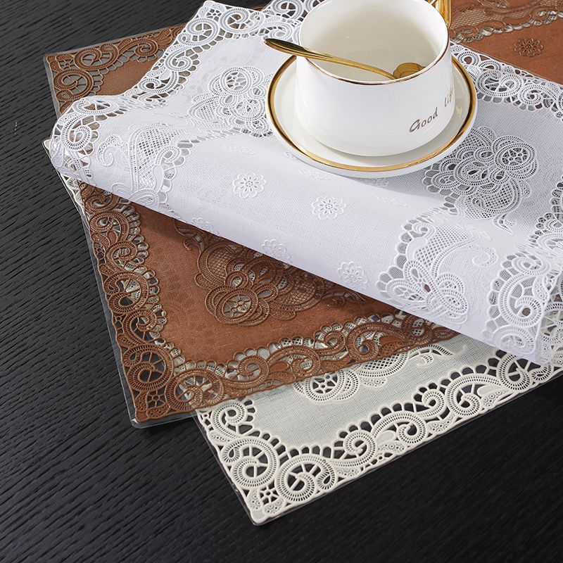 New Pvc Hollow Placemat Rectangular Western Food Tableware Mat Household Non-Slip Heat Insulation Pad Tea Coaster