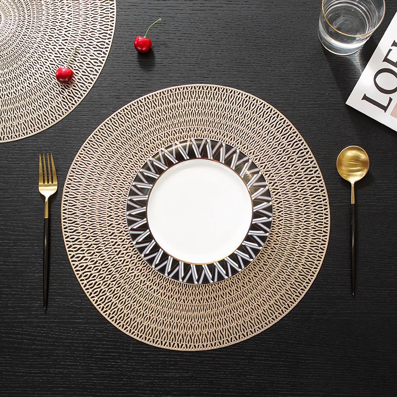 In Stock European-style Concentric Circles Coaster Hollow Out Placemats Heat Insulation Table PVC Mats