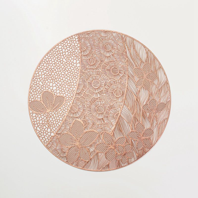 European Style Insulation Round Gold Vinyl 38cm Waterproof PVC Placemat Table Mat For Dining Table