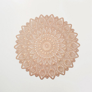 News Gold And Sliver PVC Eco-Friendly Pads Mats Flower Shape Round Placemat For Decoration