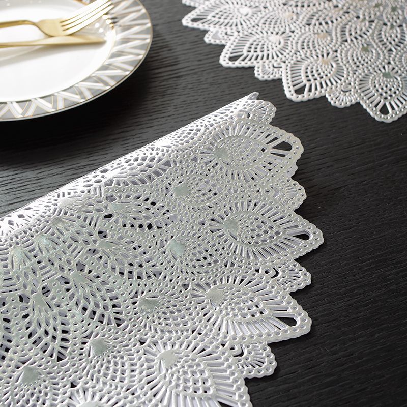 News Gold And Sliver PVC Eco-Friendly Pads Mats Flower Shape Round Placemat For Decoration