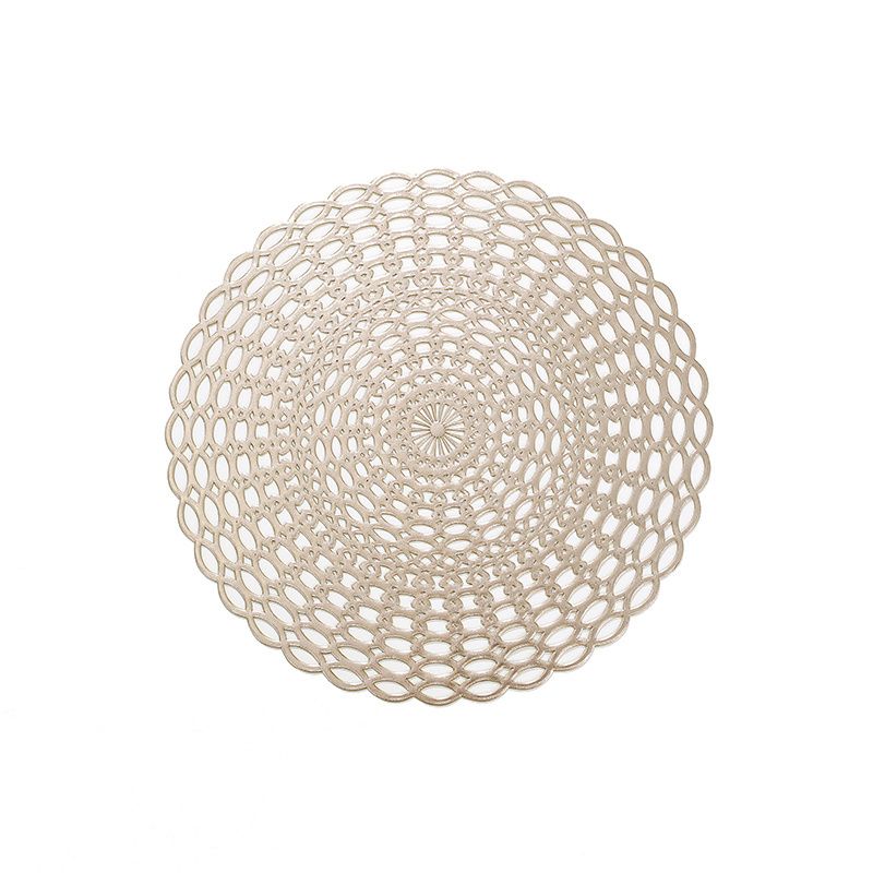 Factory Direct Sell Wholesale Hollow Feather Luxury Washable PVC Round Placemats