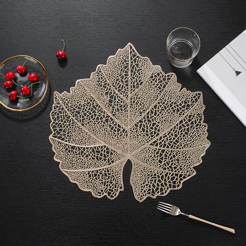 leaf Hollow Out Anti-skid Heat-insulation PVC Placemat For Dining Table Non-slip Table Mat