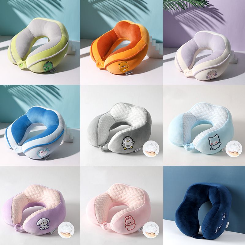 Stuffed U shaped travel neck pillow with embroidery logo