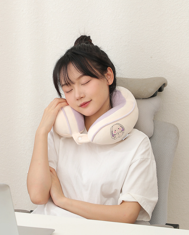 Stuffed U shaped travel neck pillow with embroidery logo