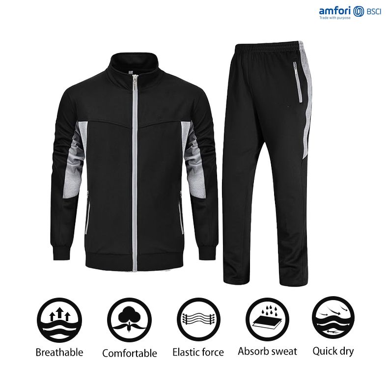 High quality gym track suit set breathable mens sports wear custom tracksuit