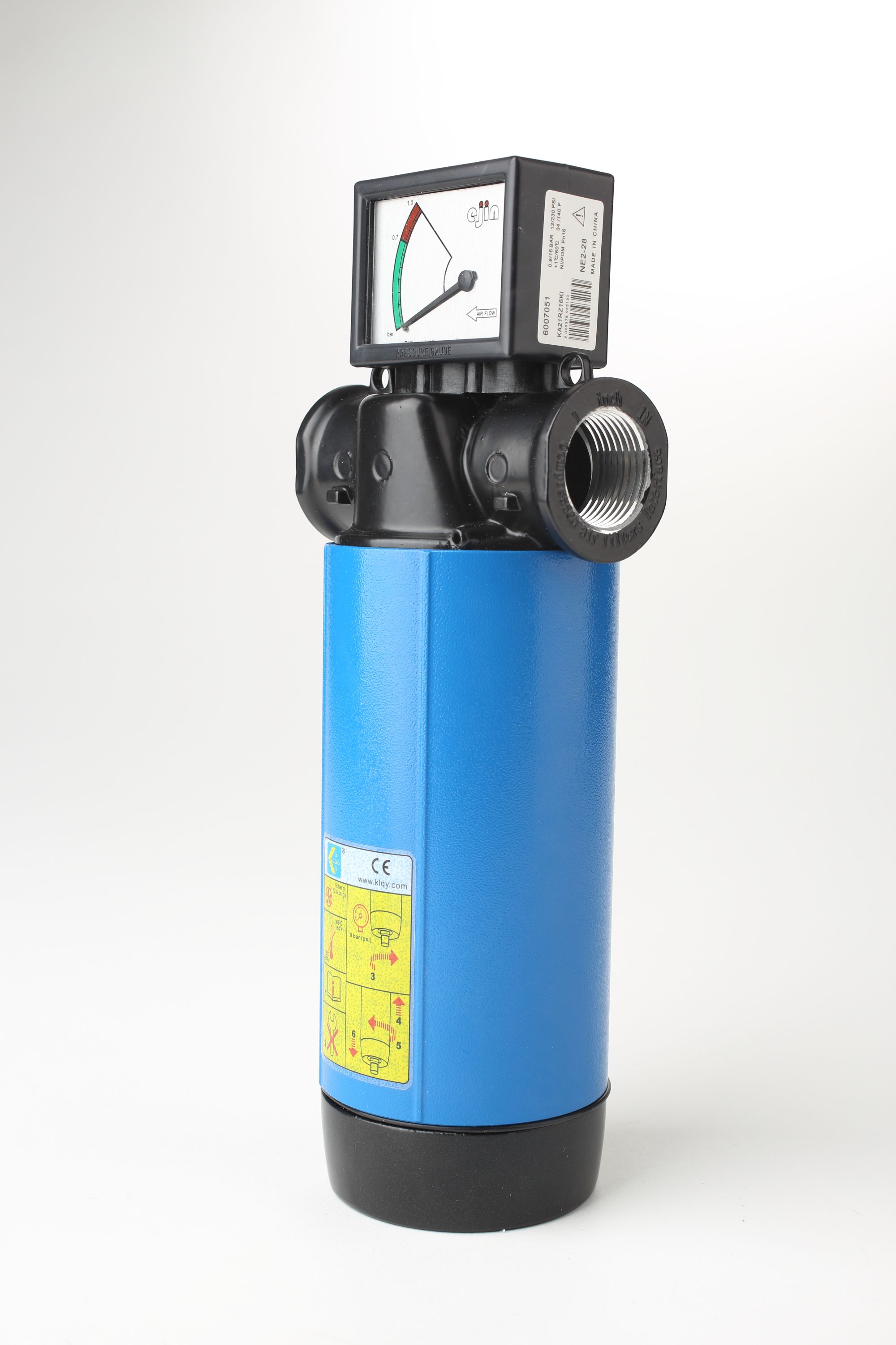 Blue Compressed air filter for refrigerated air dryer