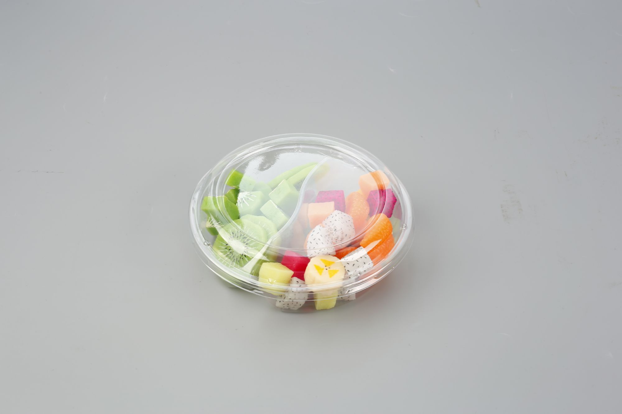 2-Section Food Container To Go Container Disposable Takeout Box for Fruits Nuts Snacks