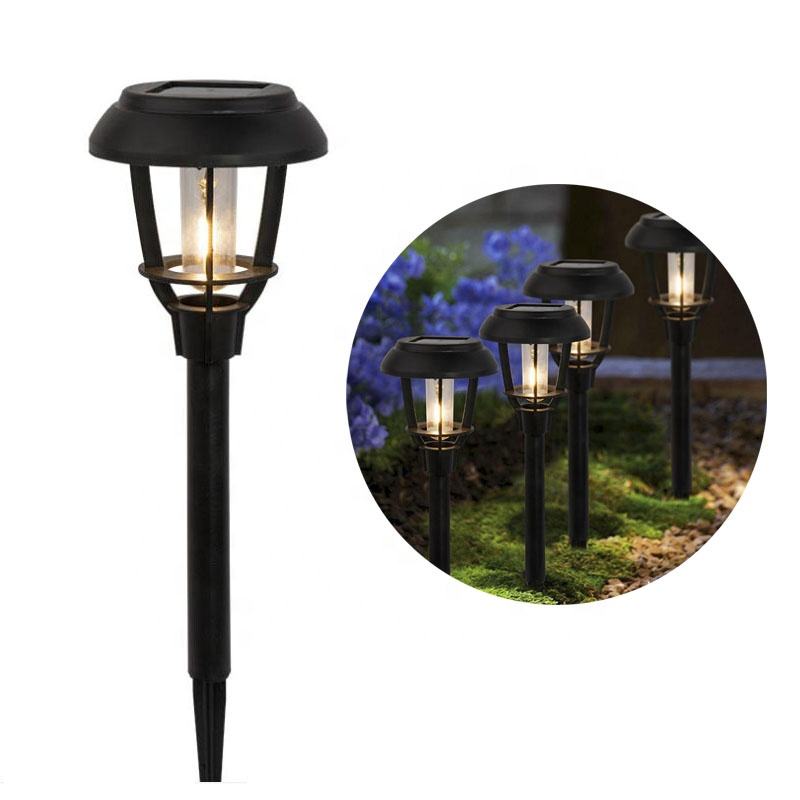 Black finished Outdoor Path Stake Lawn Landscape Lighting Garden pathway Lamp Solar Tungsten Outdoor Waterproof Courtyard Light