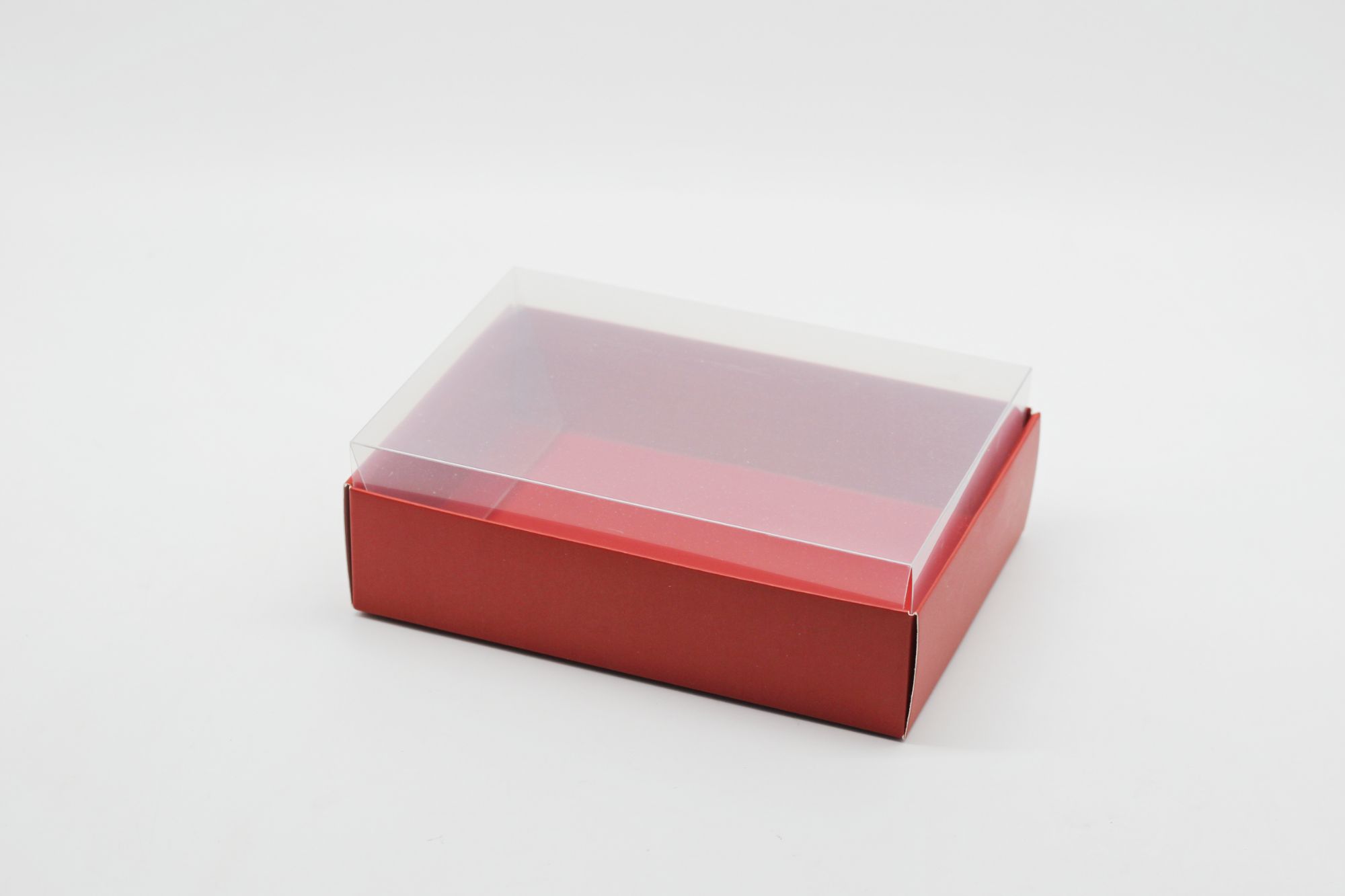 Cookies Box with clear lid Rectangle Food Container Gift Box Paper Pastry Box in color Red