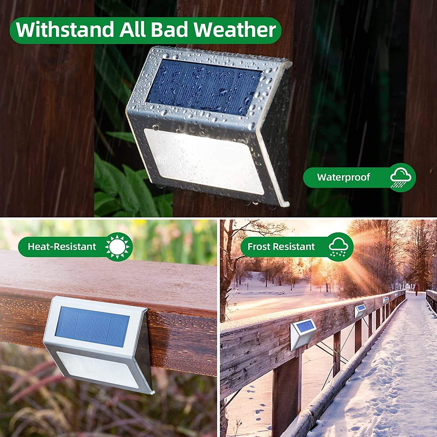 Solar stainless steel LED staircase light garden wall light outdoor rainproof wall light