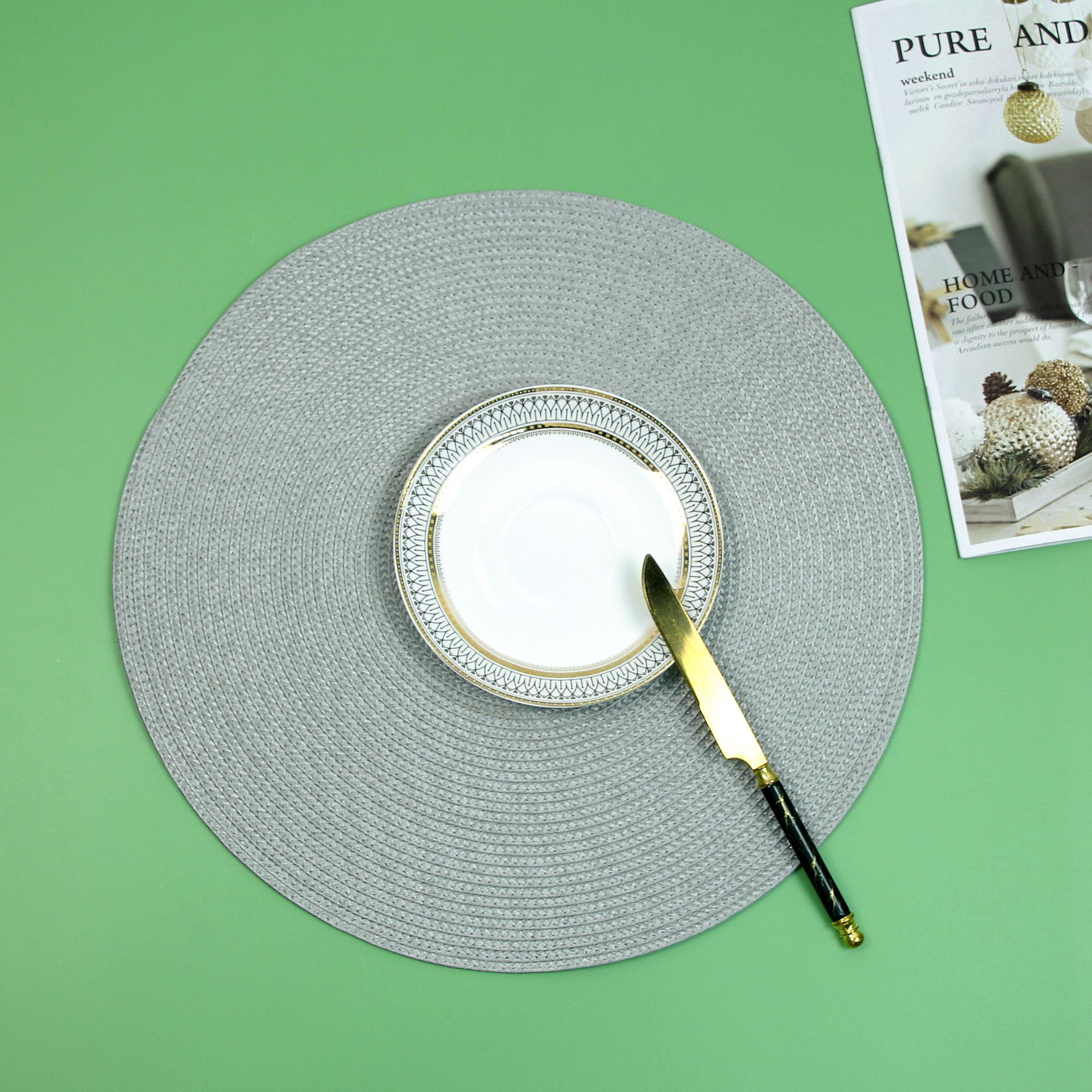 2024 Round PP Braided Placemats Washable Round Placemats for Kitchen Table Round heat resistant Table Mats