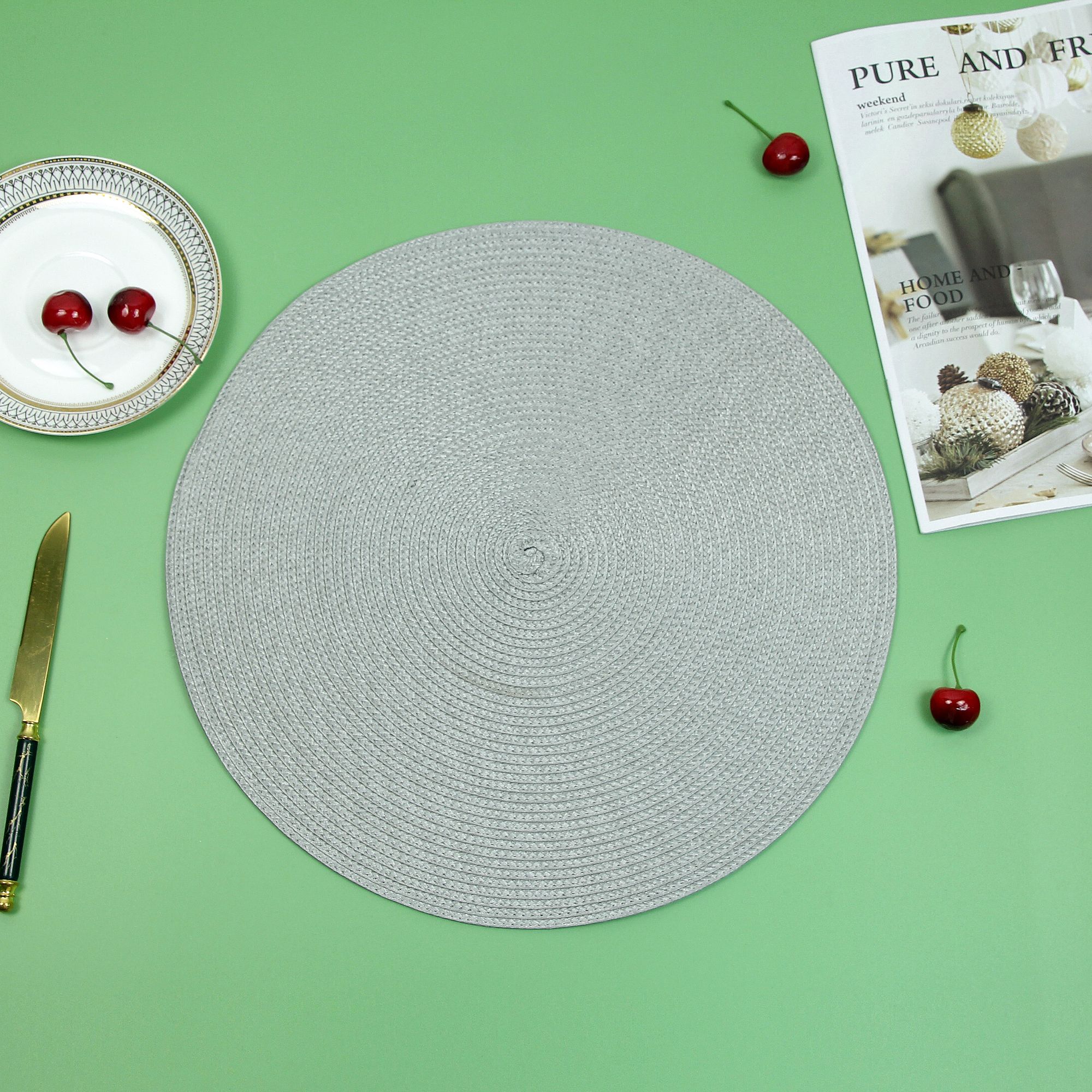 2024 Round PP Braided Placemats Washable Round Placemats for Kitchen Table Round heat resistant Table Mats