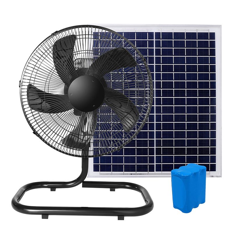 Home Outdoor Solar Powered Floor Camp Fan with Solar Panel Remote Control