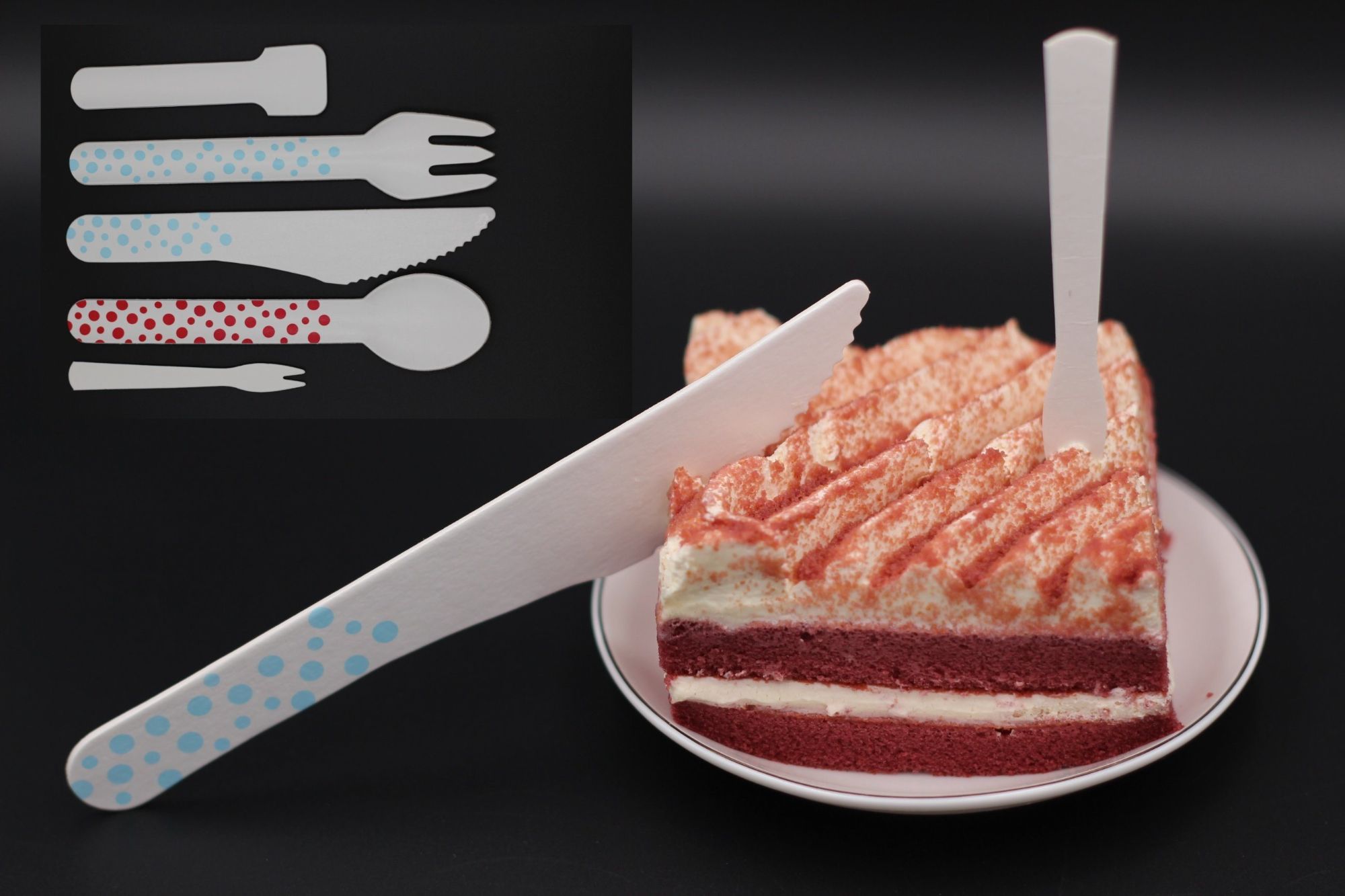 Degradable and recyclable Biodegradable Tableware Base Paper Knife and Fork Paper Food Paper Ice cream scoop
