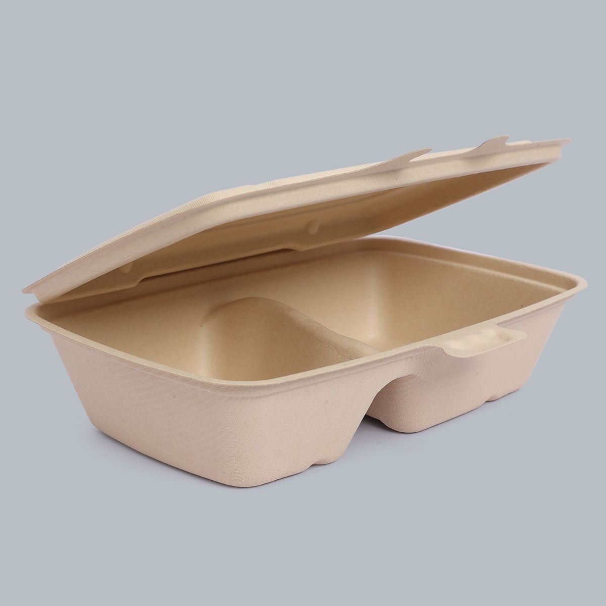 Biodegradable tableware 2-compartment lunch box disposable tableware takeaway boxes clamshell packaging food packaging supplier