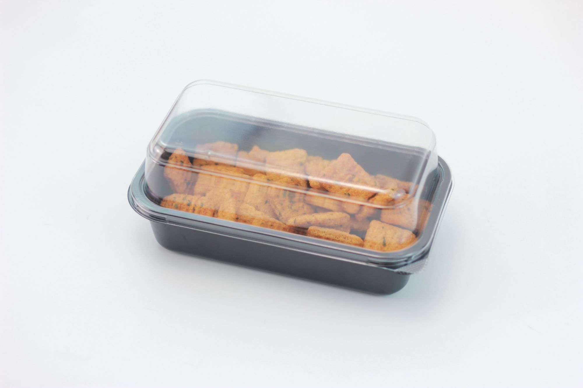 Food Container with Clear Lid Cookies Box PET Disposable Plastic Container in color black