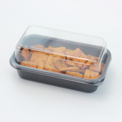 Food Container with Clear Lid Cookies Box PET Disposable Plastic Container in color black