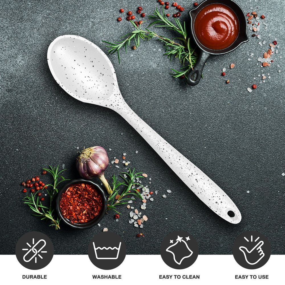 Custom Kitchen Accessories Heat Resistant Food Grade Solid Silicone Frying Spoon