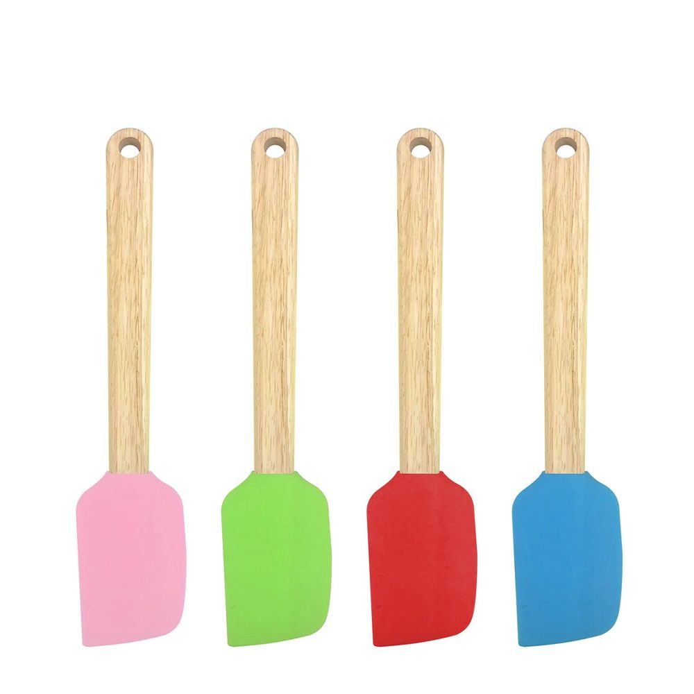 Pastry Sturdy Utensil Silicone Spatula With Wooden Handle