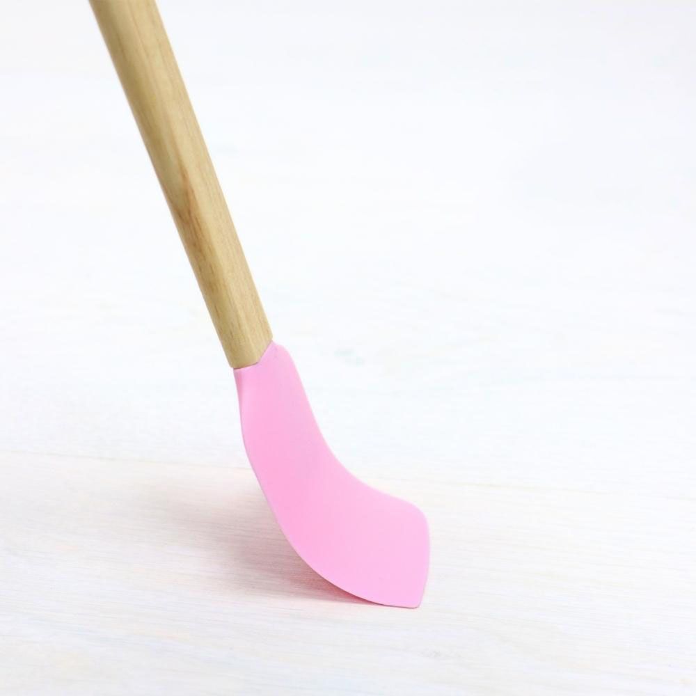 Pastry Sturdy Utensil Silicone Spatula With Wooden Handle