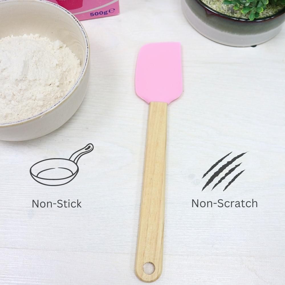 Pastry Sturdy Utensil Silicone Spatula With Wooden Handle