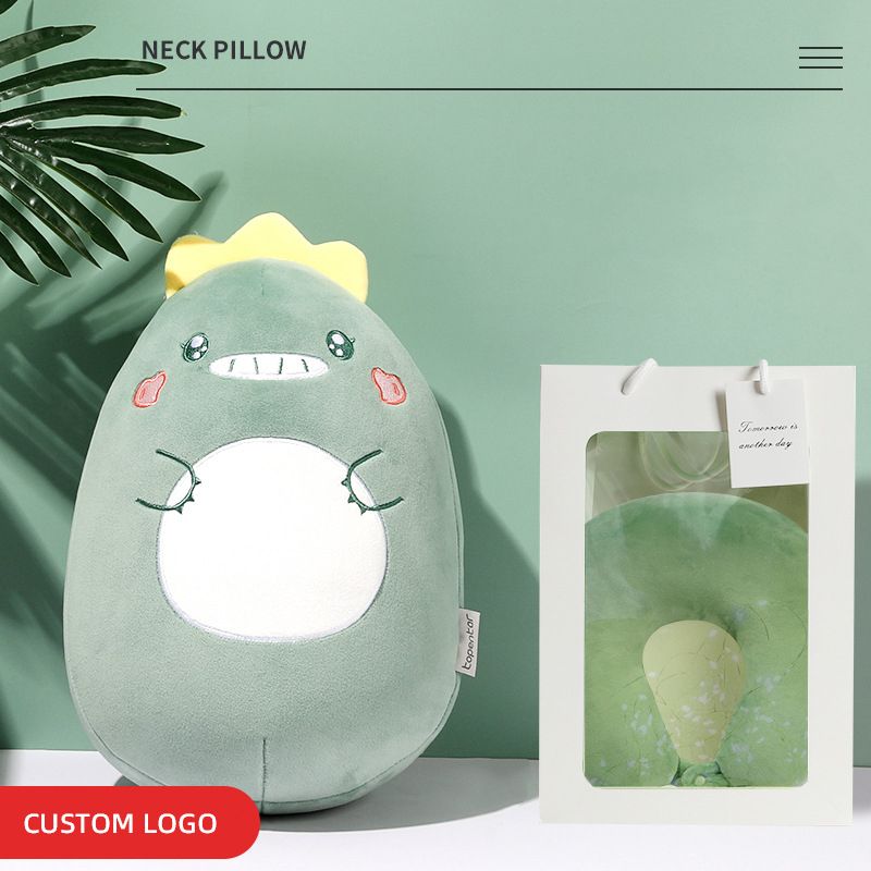 Custom Cute Egg Green Dinosaur 2 In 1 Transform Microbeads Neck Pillow