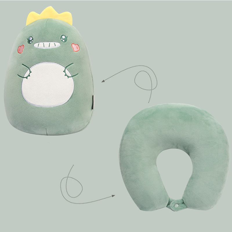 Custom Cute Egg Green Dinosaur 2 In 1 Transform Microbeads Neck Pillow