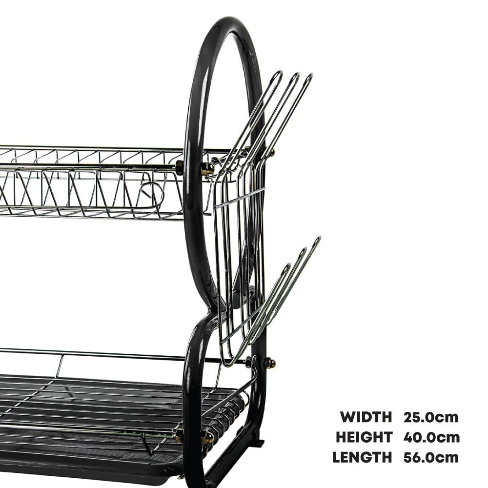 High Capacity Anti Rust 2 Tier Dish Drying Rack Drainer