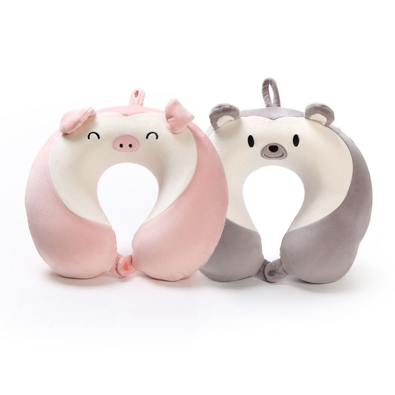 Decorative Cartoon Cute Plush Pig Bear Memory Foam Travel Rest Neck Pillow