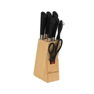 Stainless Steel 8 Pieces Kitchen Knives Set With Holder Wooden Stand Block