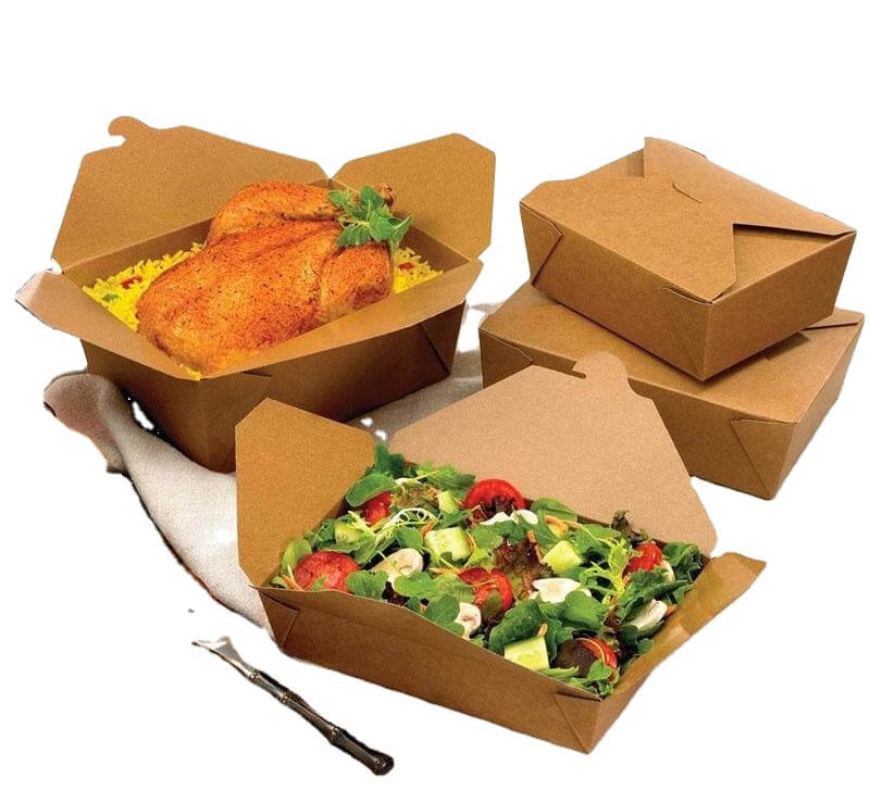 Wholesale Food Grade Compostable salad Paper Boxes Fast Takeaway Box Food Packaging with square bottom