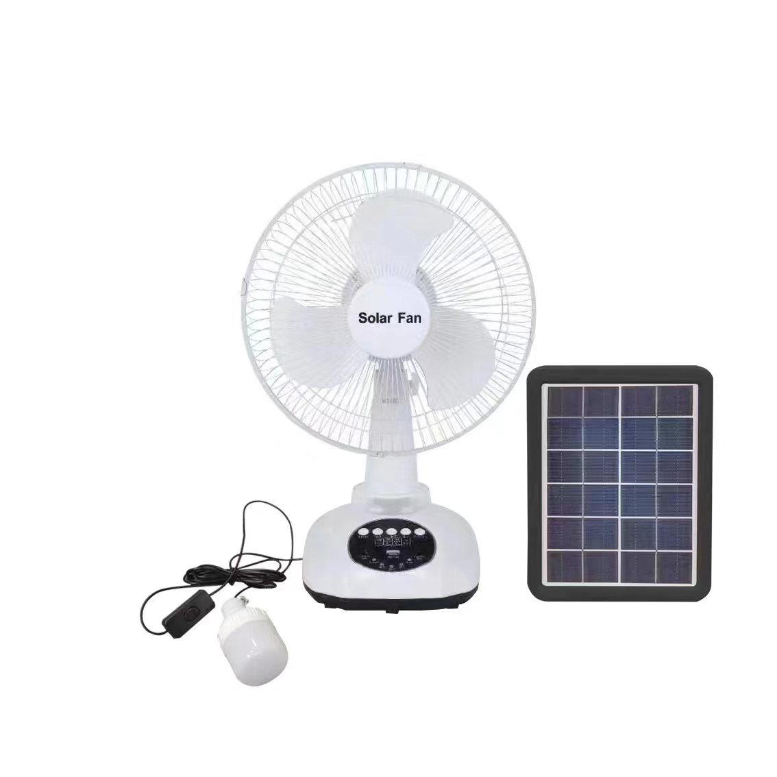 12 Inch Multi Function Rechargeable Fan With Solar Panel