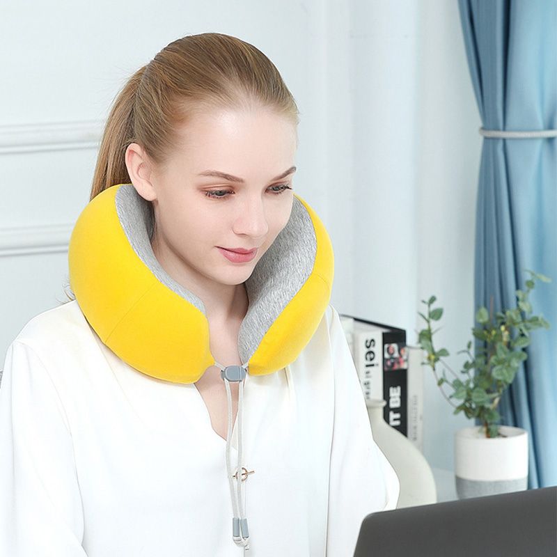 New Yellow Ergonomic Perfect Fit Neck Pillow Memory Foam Travel