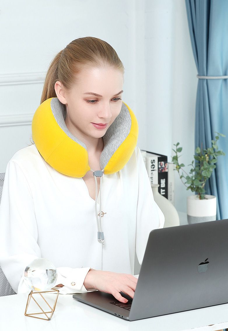 New Yellow Ergonomic Perfect Fit Neck Pillow Memory Foam Travel