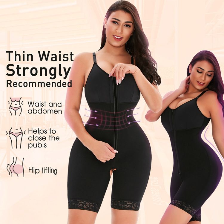 Strong Compression Open Crotch Zipper Full Body Shapewear Women Shaper