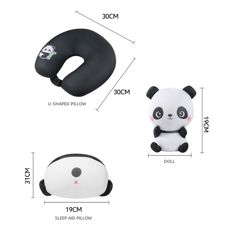 Custom Panda Dargon Dog 3 In 1 Neck Pillow For Decoration Or Office