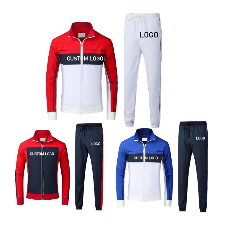 High quality full zip up polyester tracksuits breathable custom tracksuits for men