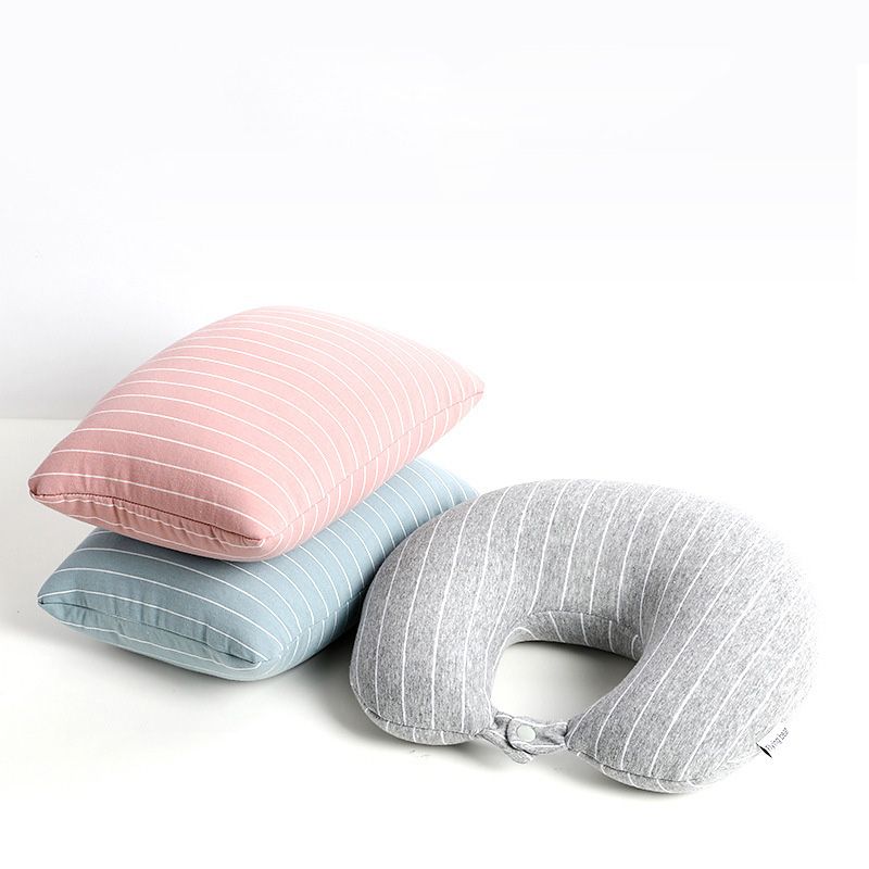 Classic Striped Cotton Jersey 2 In 1 Transforming Neck Pillow for Office