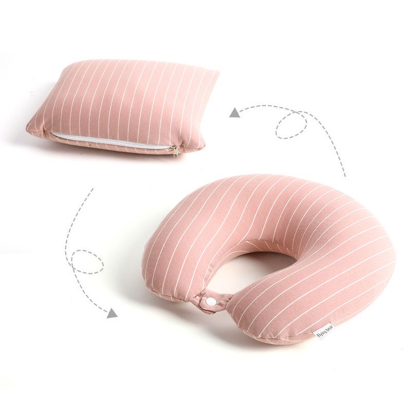 Classic Striped Cotton Jersey 2 In 1 Transforming Neck Pillow for Office