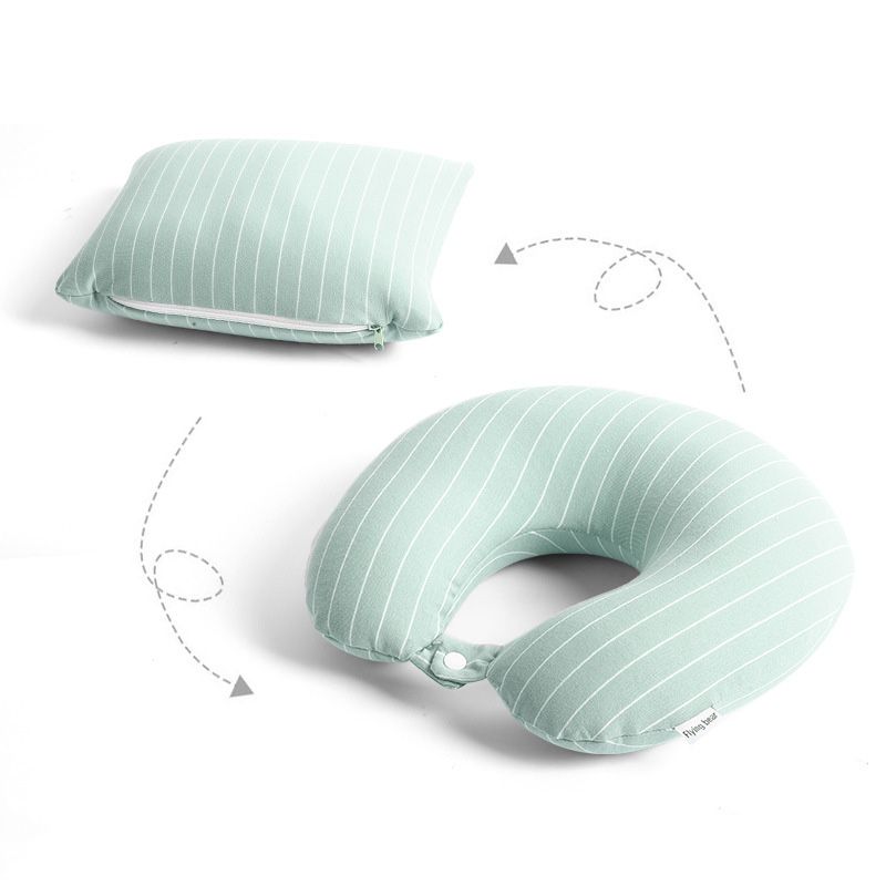 Classic Striped Cotton Jersey 2 In 1 Transforming Neck Pillow for Office