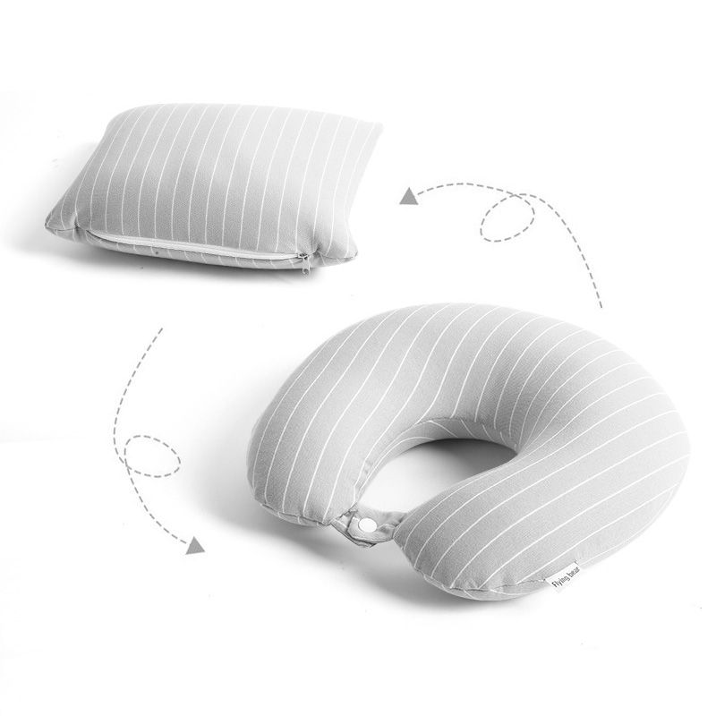 Classic Striped Cotton Jersey 2 In 1 Transforming Neck Pillow for Office